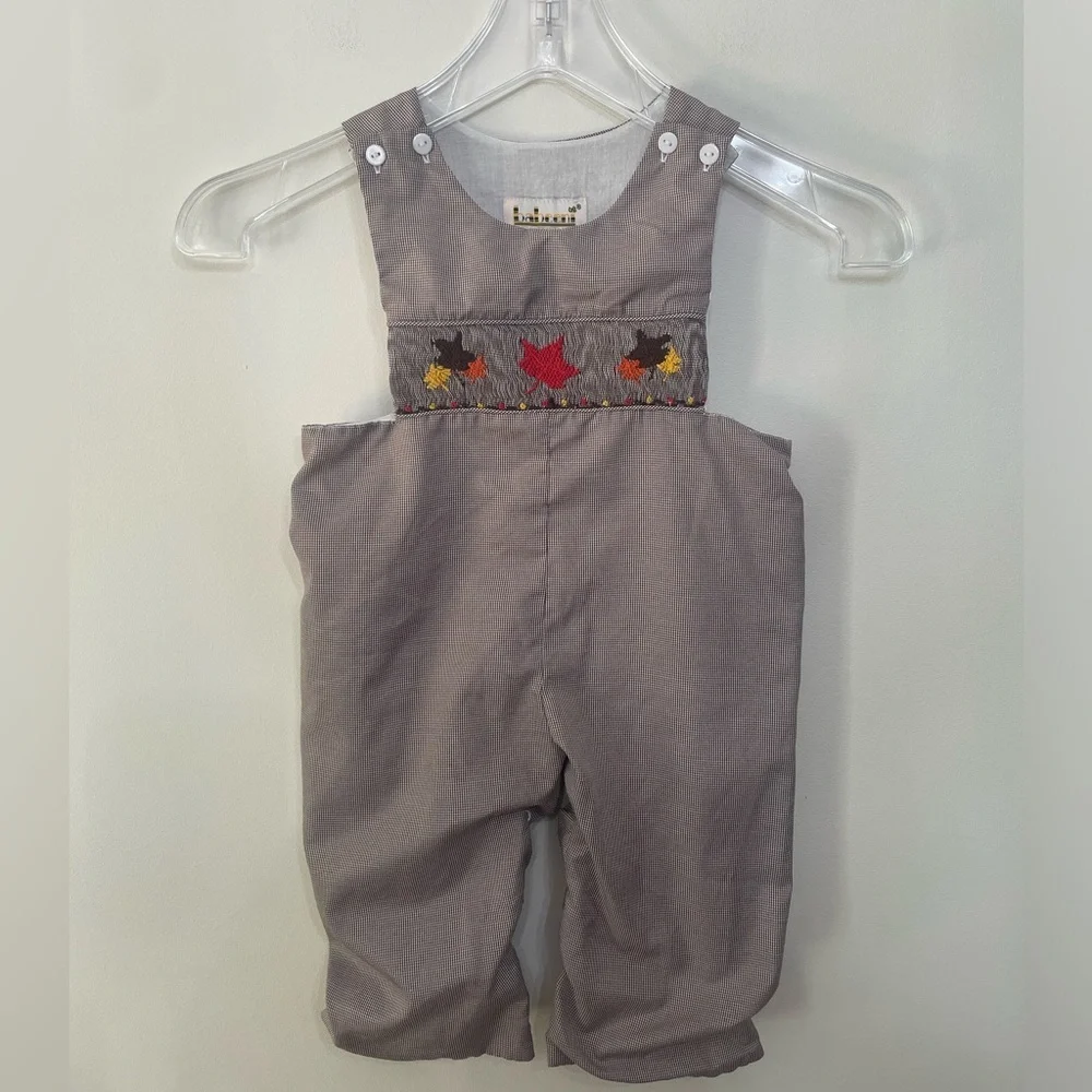 Babeeni Smocked Gingham Autum Toddler Overalls